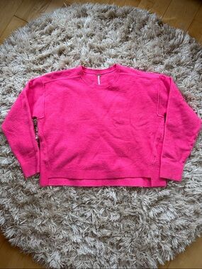 Free People Bright Pink Crewneck Sweater XS